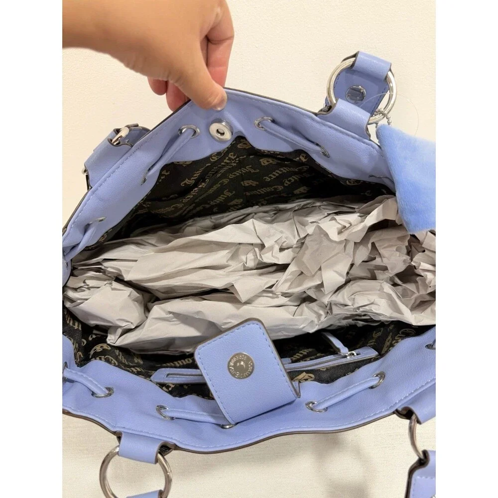 Juicy Couture Vintage Dream Tote Chocolate Blue Velour Bow NWT Y2K